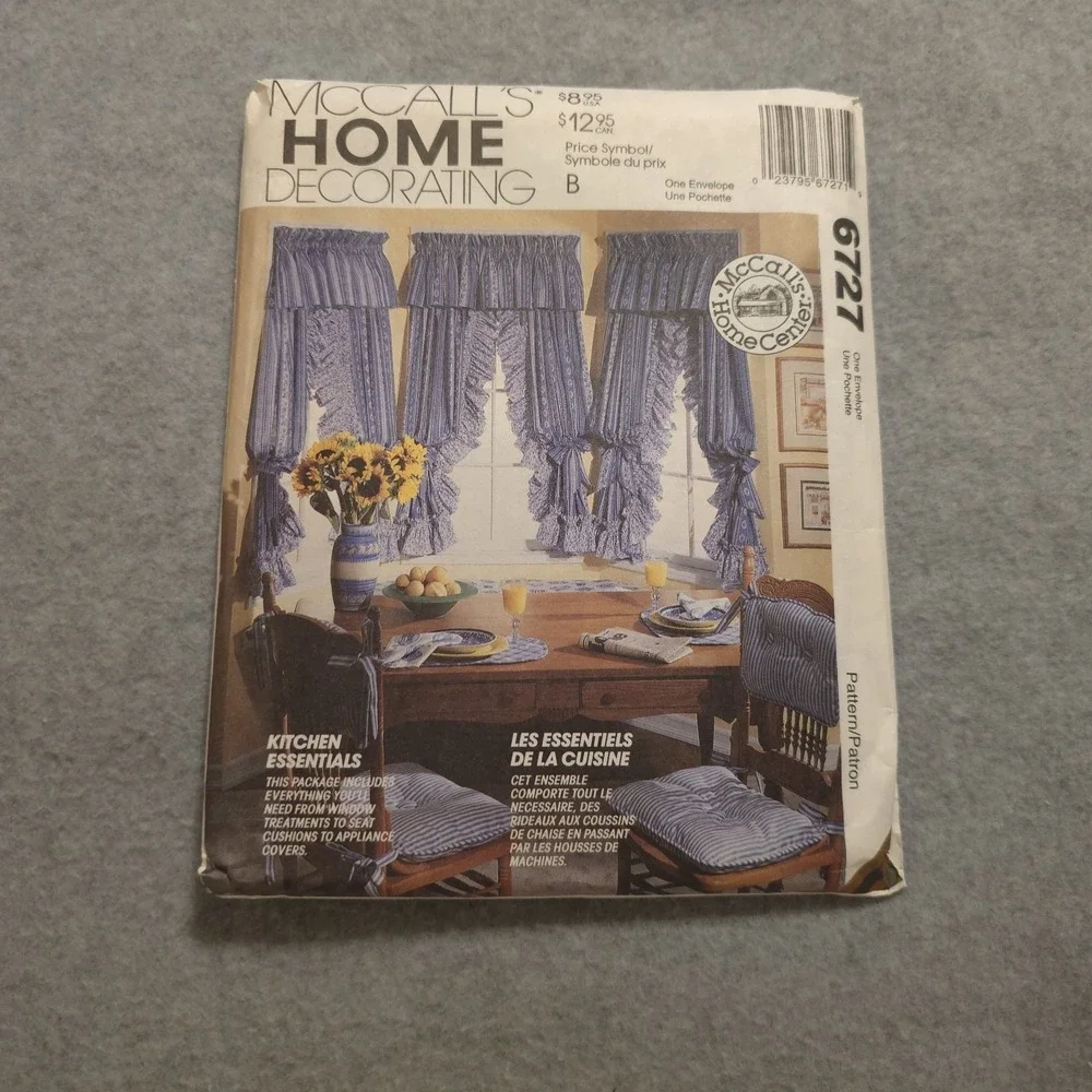 McCALL'S 6727 Kitchen Accessories Curtains Covers Cushions Awning Pattern -Uncut
